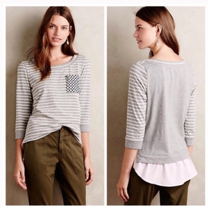 Anthropologie Little Yellow Button‎ Antibes Tee xs